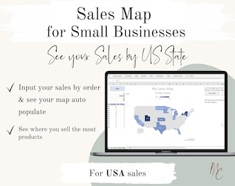 US State Sales Map: Automated Sales Tracker Spreadsheet (Excel Template)