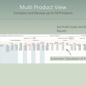 UK Etsy Fee and Product Profitability Calculator for UK Sellers Spreadsheet in Excel & Google Sheets Simple Auto calculations image 6