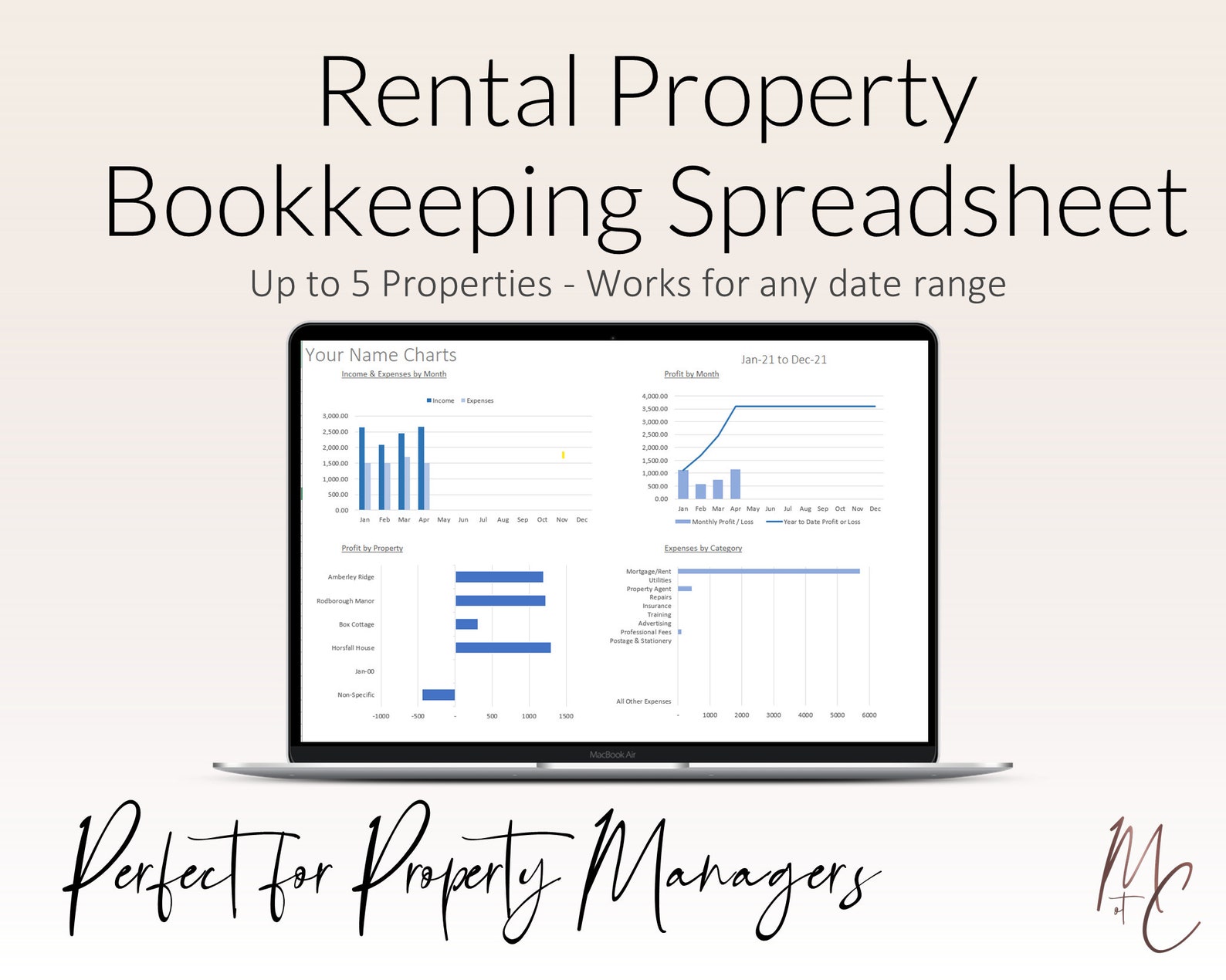 Rental Property Management Bookkeeping Spreadsheet Landlords Etsy UK