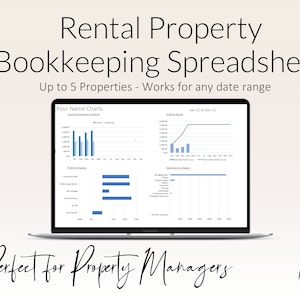 Rental Property Management Bookkeeping Spreadsheet  - Landlords Investment Simple Accounting Rent & Expense Template, Excel max 5 Properties