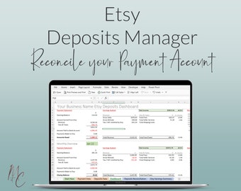 Etsy Payments & Deposit Manager | Etsy Sellers Spreadsheet to Reconcile your Payment Account | Sales, Fees + Bank Deposits Template