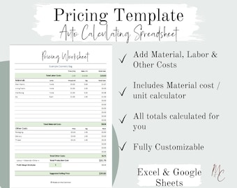 Pricing Calculator Worksheet: Cost of Goods Template (Excel / Google Sheets)