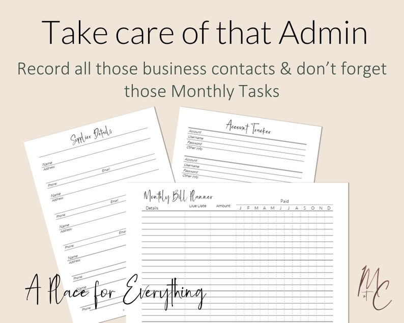 Etsy Finance Planner for Etsy Sellers, Etsy Business & Admin Printable