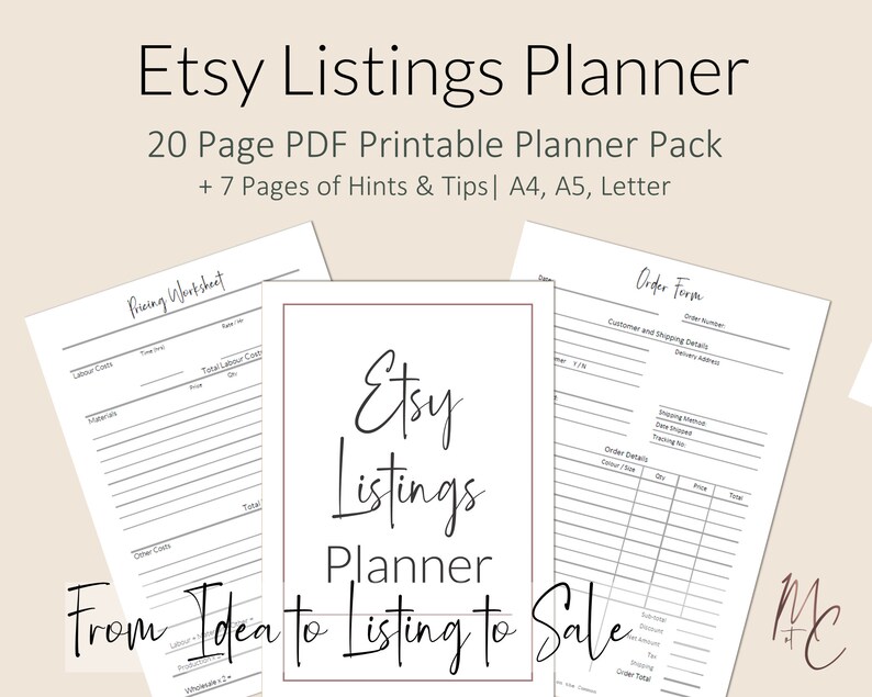 Etsy Sellers Products, Listings &amp; Inventory Printable Planner, an Etsy ...