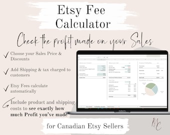 Canada Etsy Fee and Product Profitability Calculator for Canadian Sellers  | Spreadsheet in Excel & Google Sheets Simple Auto calculations