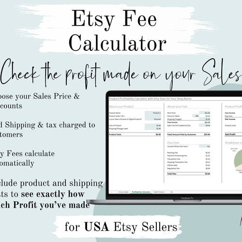 Etsy Fee and Profit Calculator Excel & Google Sheets Etsy