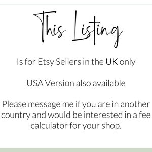 UK Etsy Fee and Product Profitability Calculator for UK Sellers Spreadsheet in Excel & Google Sheets Simple Auto calculations image 3