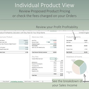 UK Etsy Fee and Product Profitability Calculator for UK Sellers Spreadsheet in Excel & Google Sheets Simple Auto calculations image 4