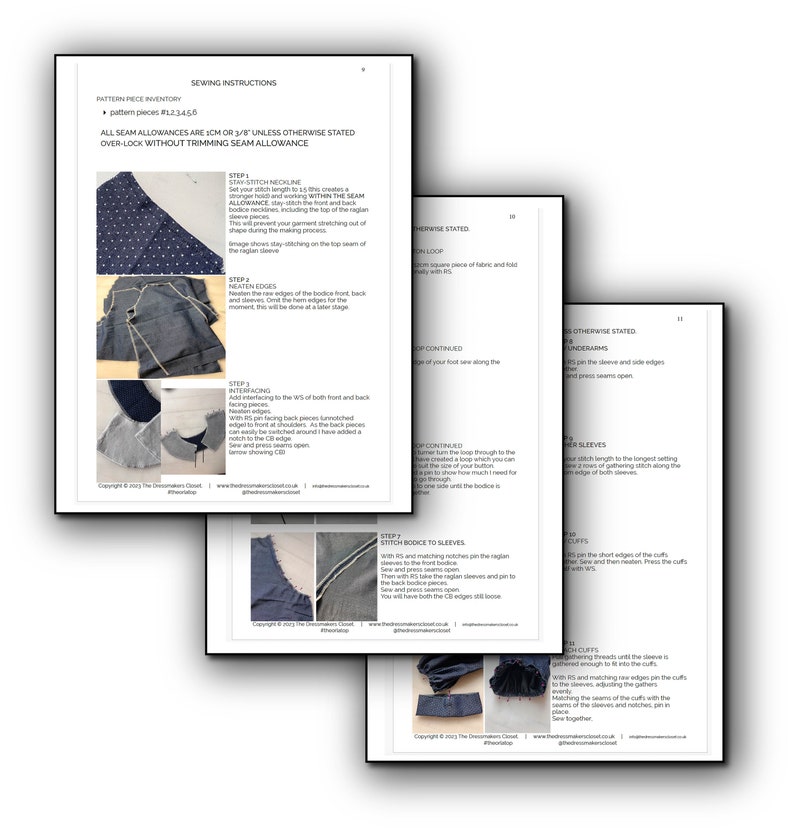 The Orla Top Schnittmuster, herunterladbare PDF-Datei, DIY, Nähen, digitales Schnittmuster, Größenbereich 6-28, Raglanärmel Bild 10