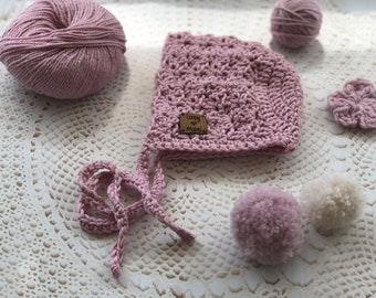 ELSIE Crochet Baby Bonnet PDF Downloadable Pattern, Crochet Baby Bonnet Pattern, Baby Bonnet Crochet Pattern, Crochet Pattern for Baby