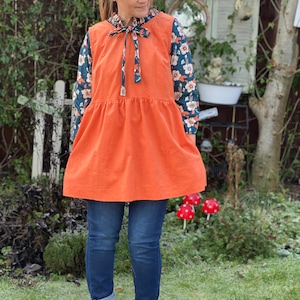 Womens Pinafore Dress Sewing Pattern, Downloadable PDF, Cottagecore Style Summer Dress, Pinafore Apron Dress, Digital Sewing Pattern, Linen