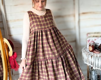 Womens Pinafore Dress Sewing Pattern, Downloadable PDF, Tiered Style Summer Dress, Pinafore Apron Dress, Digital Sewing Pattern, sizes 6-22