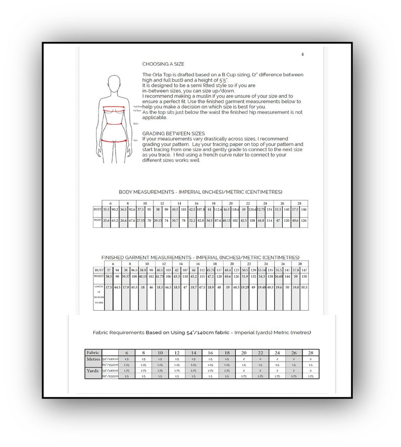 The Orla Top Schnittmuster, herunterladbare PDF-Datei, DIY, Nähen, digitales Schnittmuster, Größenbereich 6-28, Raglanärmel Bild 9