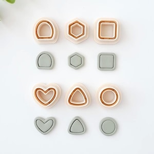 Set mit Ausstechformen für Polymerclay in verschiedenen Formen | Kreis, Bogen, Quadrat, Sechseck, Dreieck, Herz