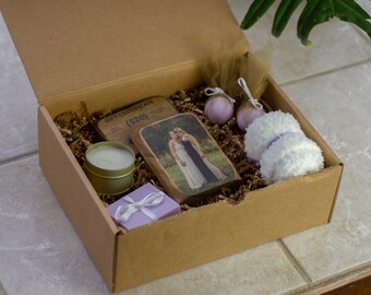 Mothers Day Lavender Gift Box Photo Box Calming Candle Lavender Bath bomb for Mom Lavender Soap Moms Day Gift Box for Mom Gifts for Her