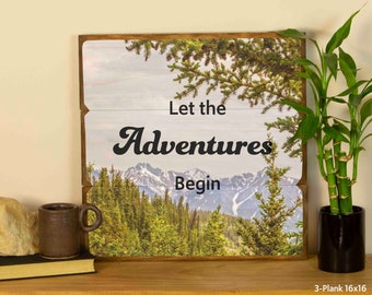 Custom Adventure Art Let The Adventure Begin Wood Picture Printing Nature Photo Prints Travel Wood Decor Photo Gifts Picture Gift for Her