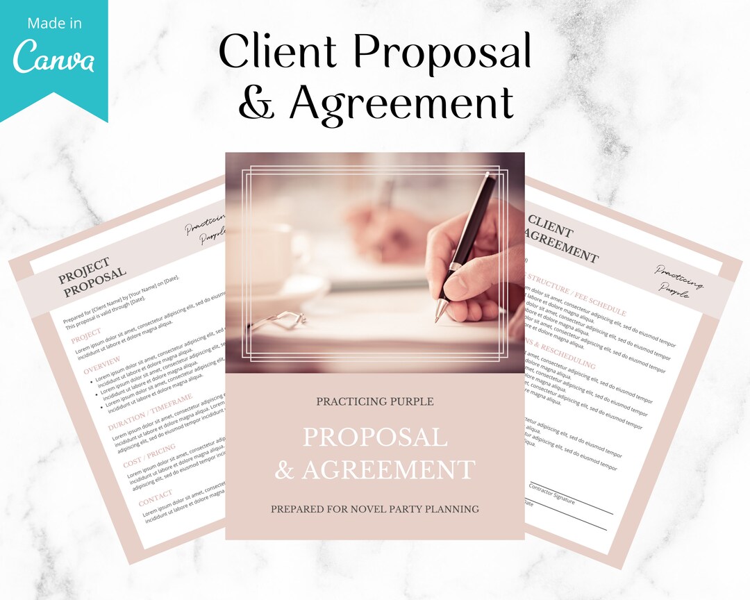 Client Proposal & Agreement Canva Template Dusty Pink - Etsy