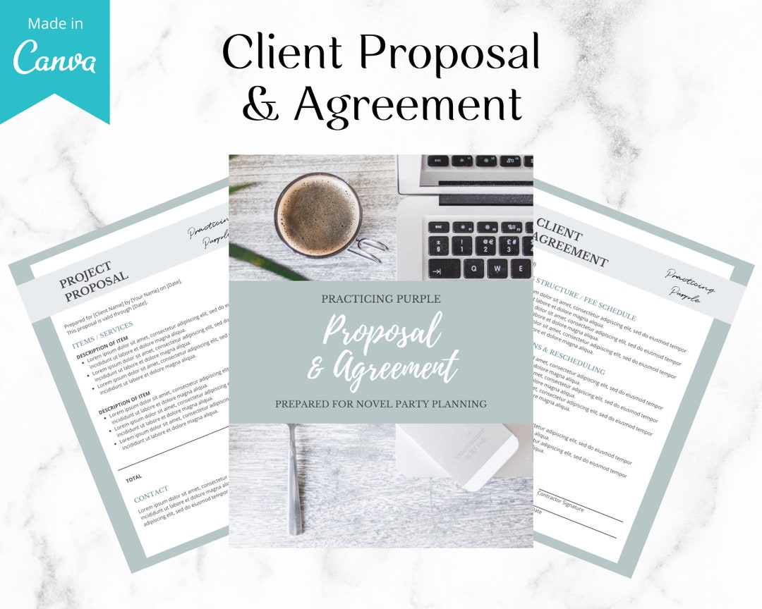 Client Proposal & Agreement Canva Template Blue and Teal - Etsy Canada