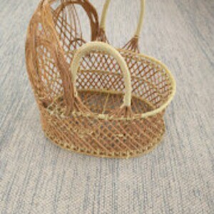 Boho Bassinett for toy storage or nursery decor wicker rattan