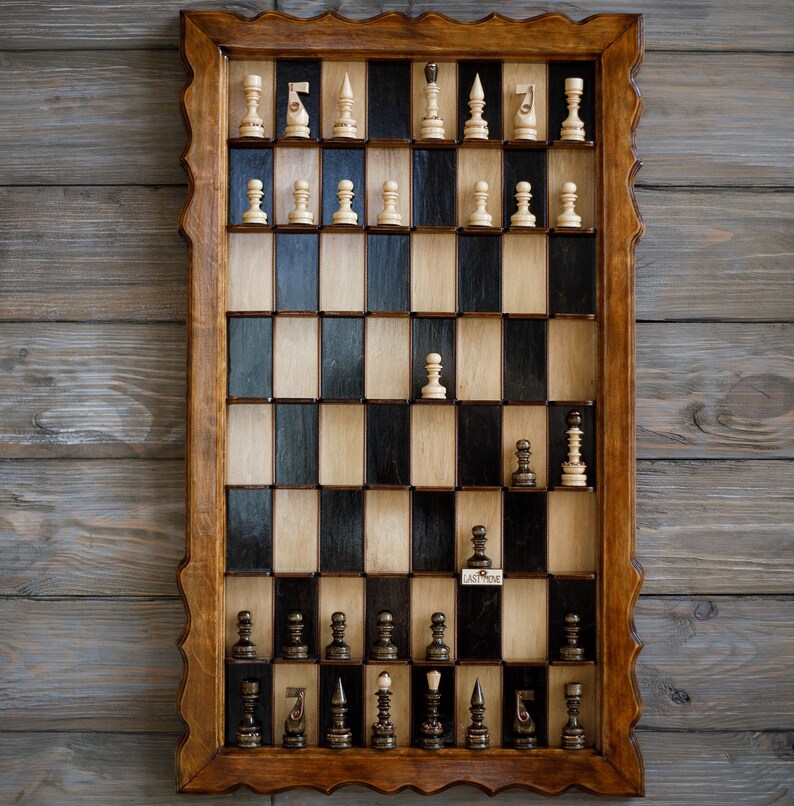 Handmade Vertical Chess Board Birthday Gift Wall Mounted 50