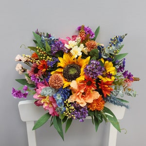 Bunter Brautstrauß, Sonnenblumen-Juwelentonblumenstrauß, Regenbogenhochzeitsstrauß, Hochzeitsblumen