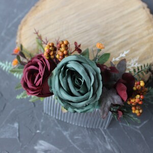 Winter wedding comb, Woodland floral comb, Moody wedding hair comb