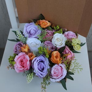 Pastel flowers, White pink purple orange wedding decorations, Colorful wildflowers