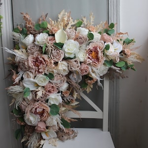Pampas erba bianca neutro arco nuziale fiori, autunno matrimonio fiore arco, Arco nuziale swag, Tavolo fulcro