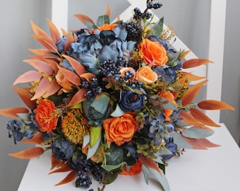 Navy Orange Wedding Etsy