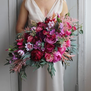 Hot pink wedding bouquet, Fuchsia bouquet, Jewel toned wedding bouquet