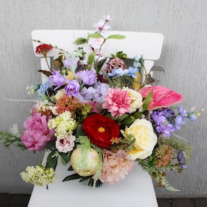 Wildflower wedding bouquet, Bright bridal bouquet, Jewel tone colorful bouquet
