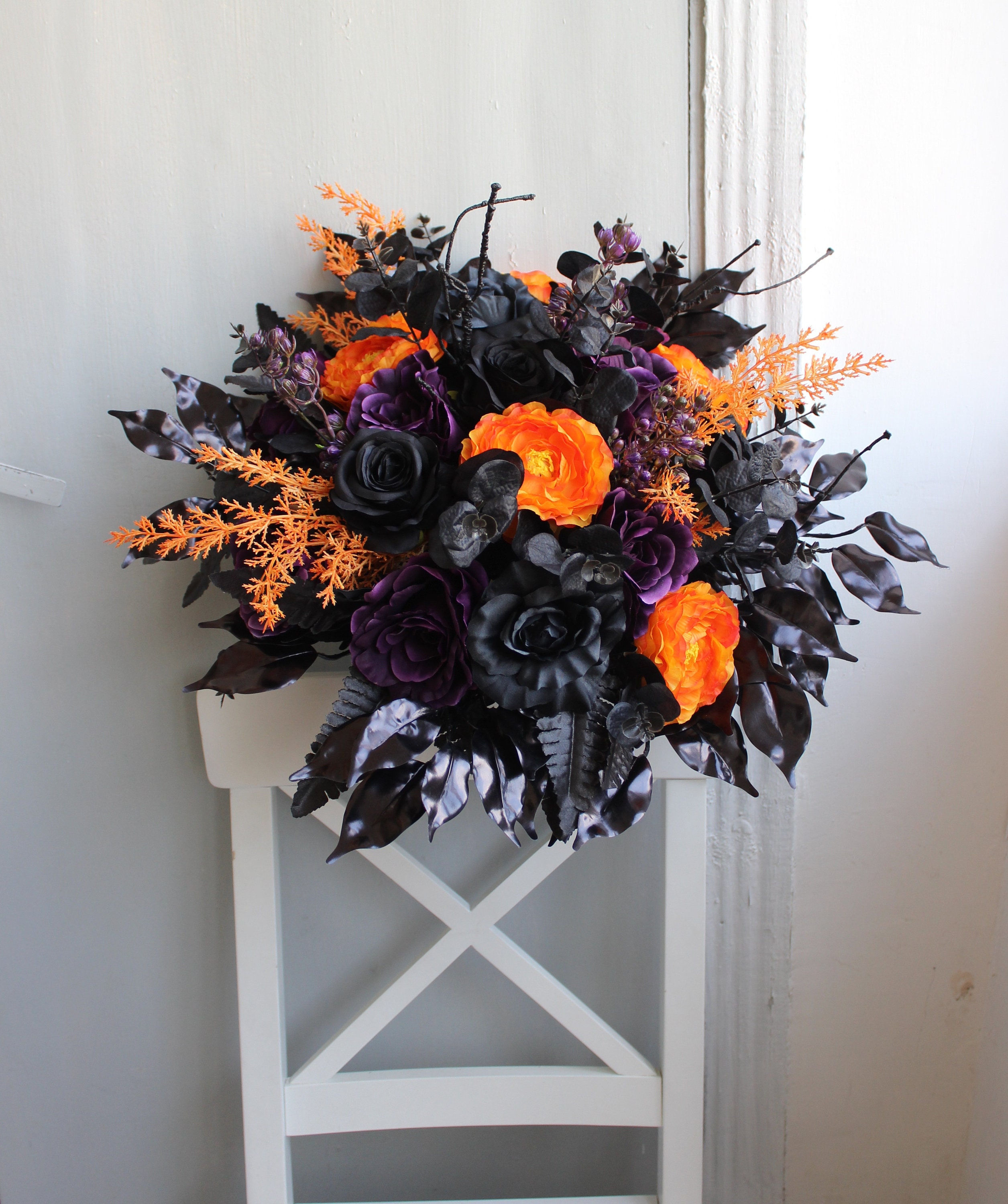 Black Purple Orange Swag, Gothic Wedding Arch Flowers, Halloween Wedding  Decor - Etsy, image size:2511x3000