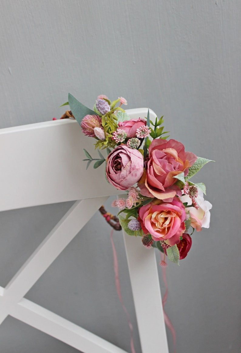 Dusty Rose Flower Girl Crown Wedding Flower Crown First Etsy