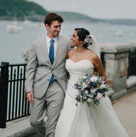Winter Wedding Bouquet Navy Ivory 
