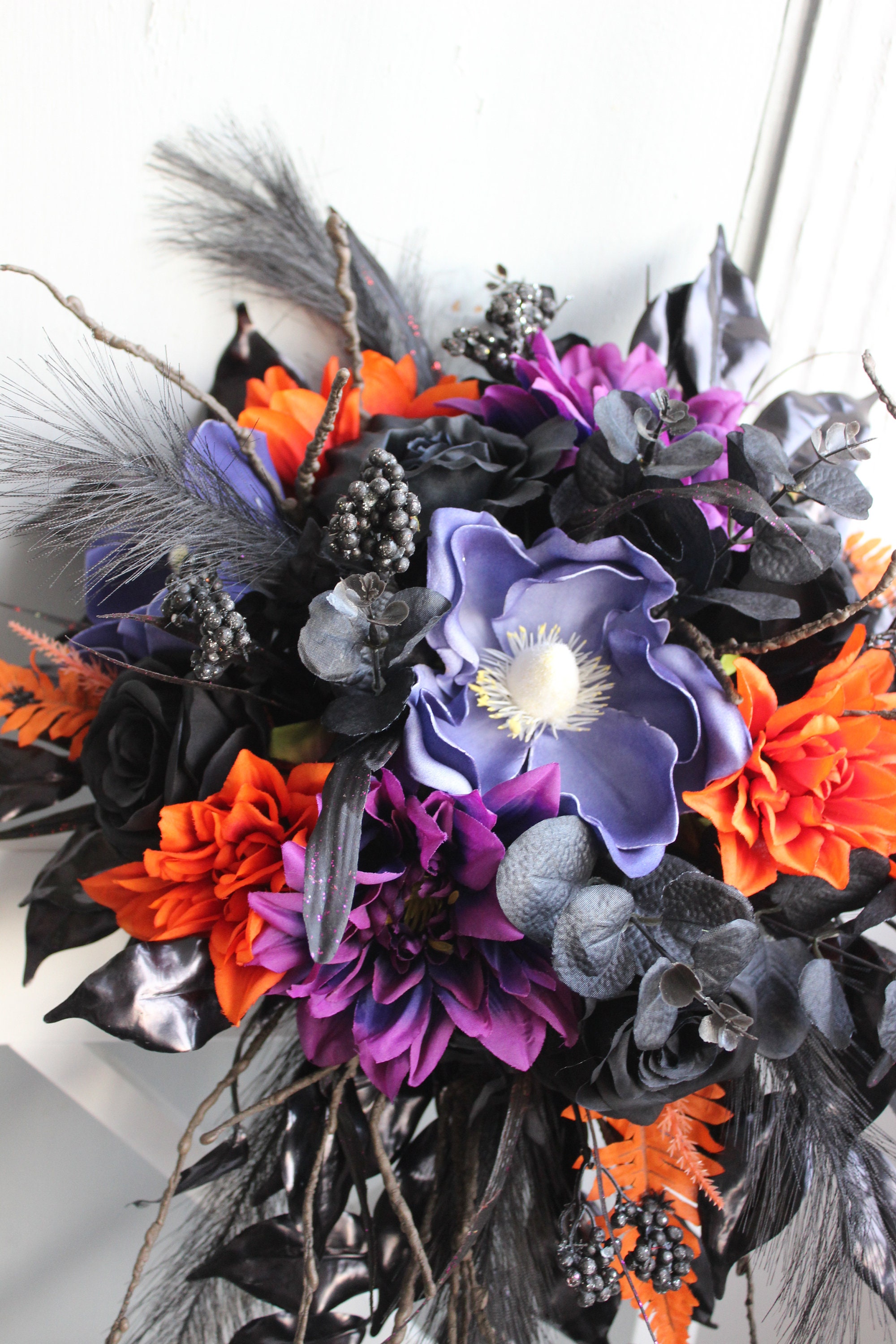 Black Purple Orange Bouquet, Gothic Wedding Bouquet, Cascading Halloween Wedding  Bouquet - Etsy Israel, image size:2000x3000