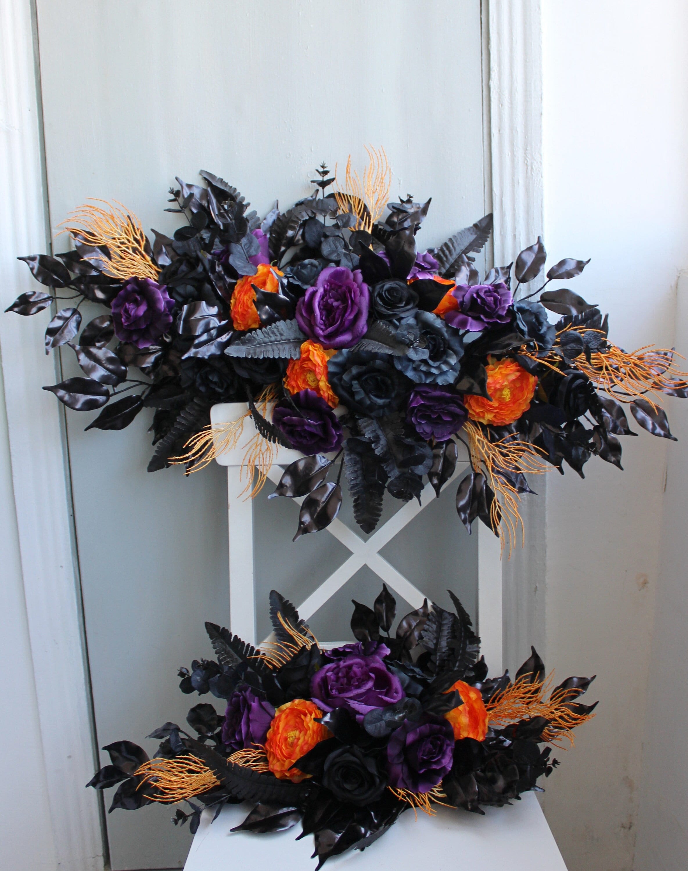 Black Purple Orange Swag, Gothic Wedding Arch Flowers, Halloween Wedding  Decor - Etsy, image size:2369x3000