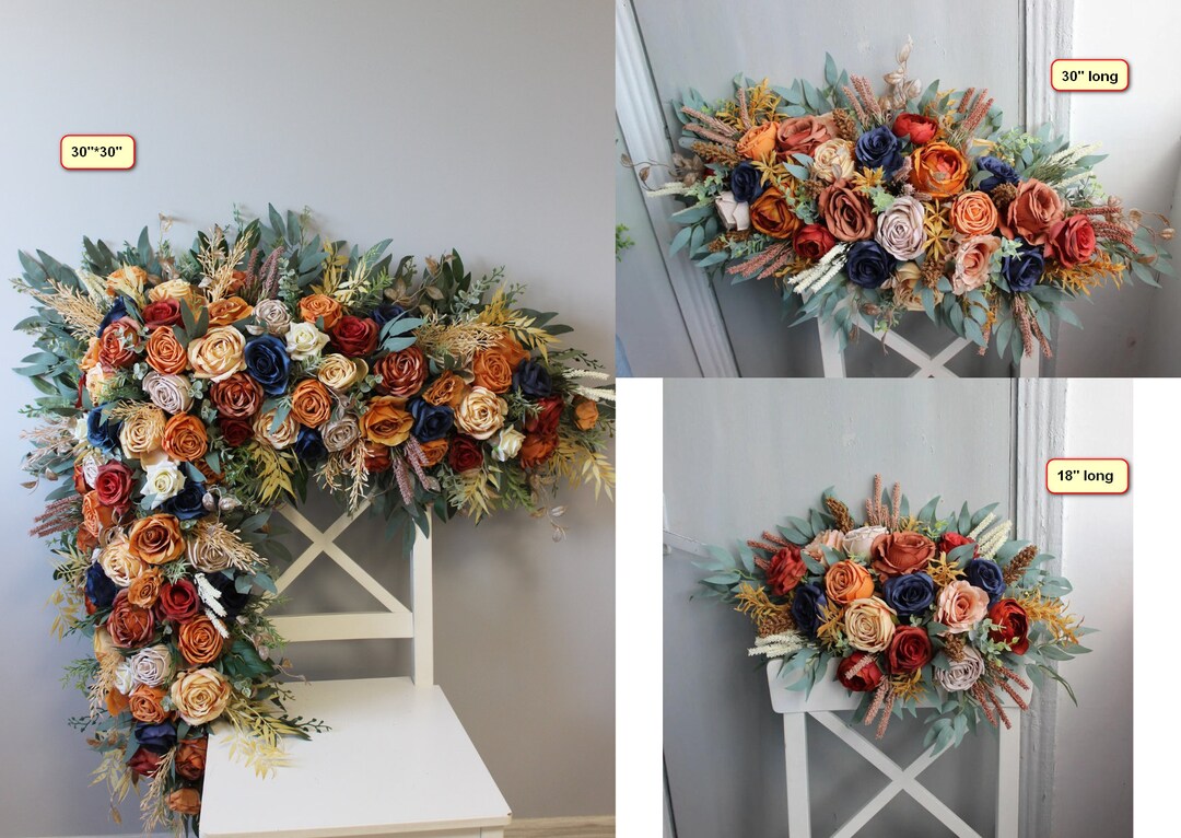 Rust Navy Arch Flowers, Fall Wedding Arch Decor, Wedding Arch Swag - Etsy