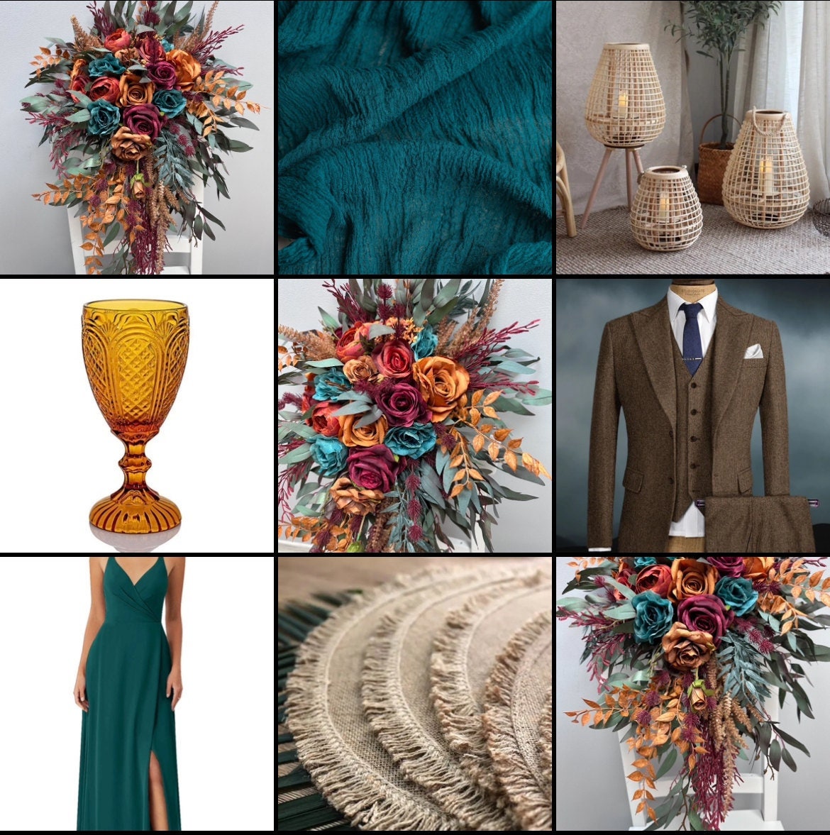 Dark Teal Rust Burgundy Wedding Arch Swag, Arch Flowers, Fall Wedding ...