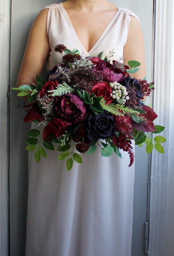 flowers for burgundy bridesmaid dresses purple wedding bouquet, Moody bouquet, Fall wedding bouquet Sleeveless Satin A-Line Junior 12W The bouquets are made Choose Chest Size for Coat (Inches):32
