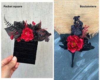 POYHKFD Bouquet da Sposa di Halloween, Bouquet di Fiori Artificiali di Rose Nere con Decorazioni di Zucche per Halloween, Bouquet di Fiori Finti Sposa Fantasma per Decorazioni