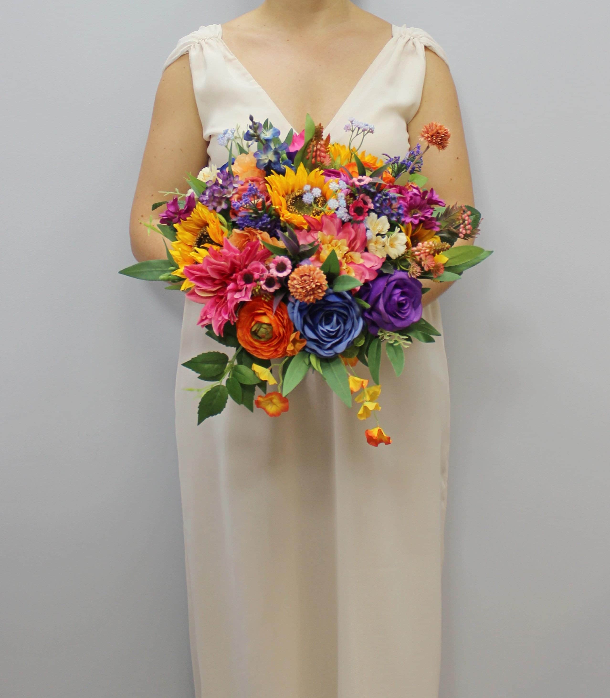 Wildflower Bridal Bouquet, Jewel Tone Bouquet, Colorful Bouquet