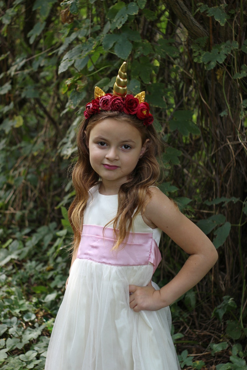 First birthday animal ears crown Burgundy gold unicorn headband for girls and adults Christmas unicorn horn for unicorn party
