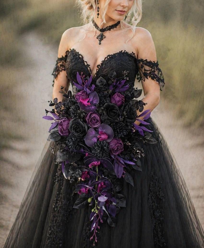 gothic black and purple wedding dress Style Dresses Gothic Purple Wedding With Trumpet Silhouette 21st Birthday Dress Kendall feed-cl2-fullpriceuk Color:Blush/Pink Unique Gothic style wedding