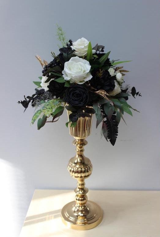 D-Seven Fiori artificiali 50 pezzi oro e rosa nera con steli per