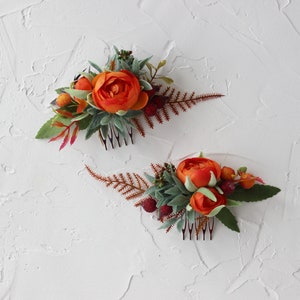 Burnt orange boutonniere for men, Fall wedding buttonhole, Groom boutonniere image 3