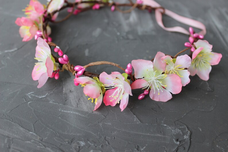 Cherry blossom flower crown Flower girl crown Dainty flower Etsy