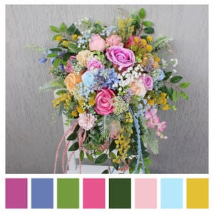 Wildblumen-Brautstrauß, Juwelen-Blumenstrauß, Orange-Pink-Brautjungferstrauß, bunter Strauß