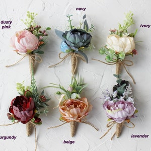 Peony wedding boutonniere for men, Wedding buttonhole, Groom boutonniere
