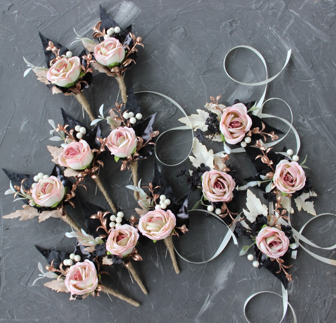 KADADSA Set di 6 rose artificiali da uomo, per matrimonio, sposo, testimoni dello sposo, per anniversario, cena formale, festa, cerimonia di nozze