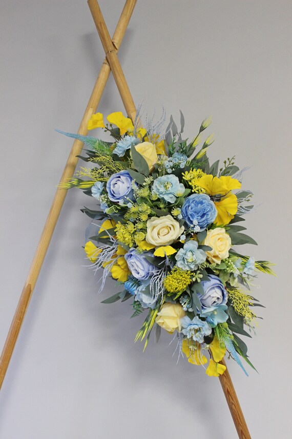 Pale Blue And Yellow Wedding Flowers